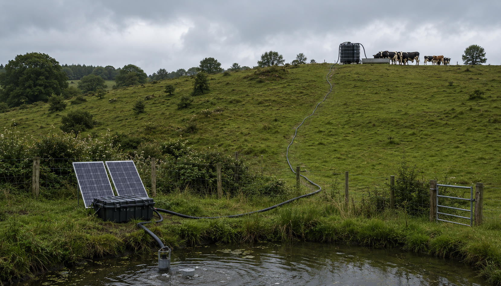 Solar-powered water pumping system on a working farm in Donegal